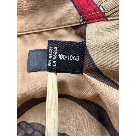 Lauren Ralph Lauren Shirt Women Size 2X Beige Equestrian Print Cotton Button Up - Picture 11 of 16